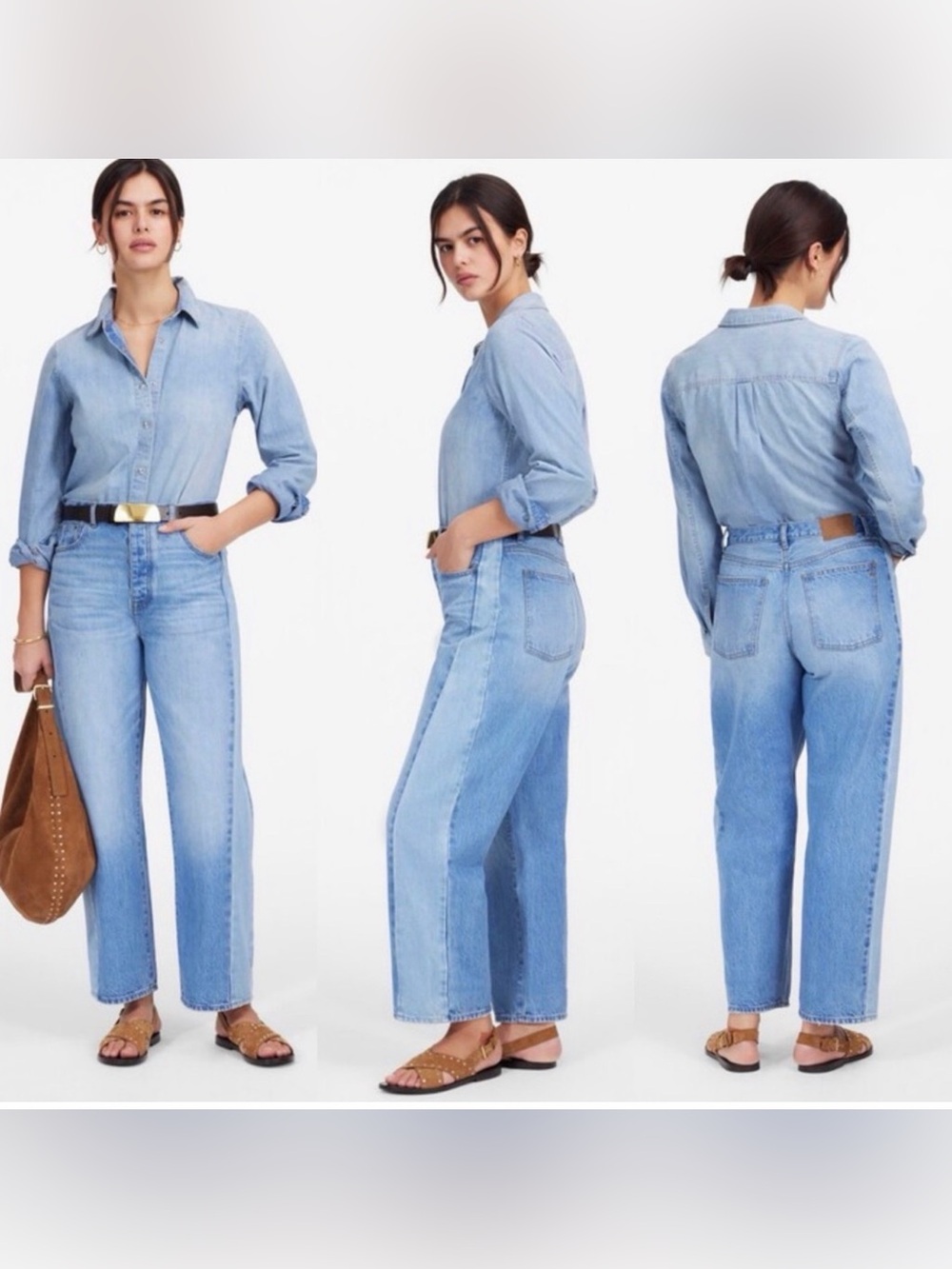 Madewell pierced barrel leg jeans.